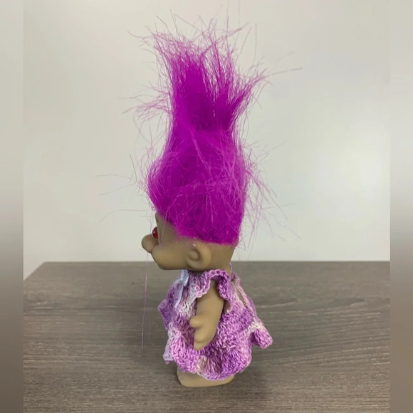 Vtg Troll  Doll Purple Hair Red Eyes 90’s Creepy Nostalgic Play Unmarked China - Picture 5 of 11